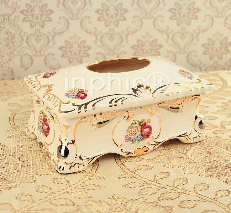 INPHIC-歐式陶瓷紙巾盒 奢華田園家居客廳臥室抽紙盒