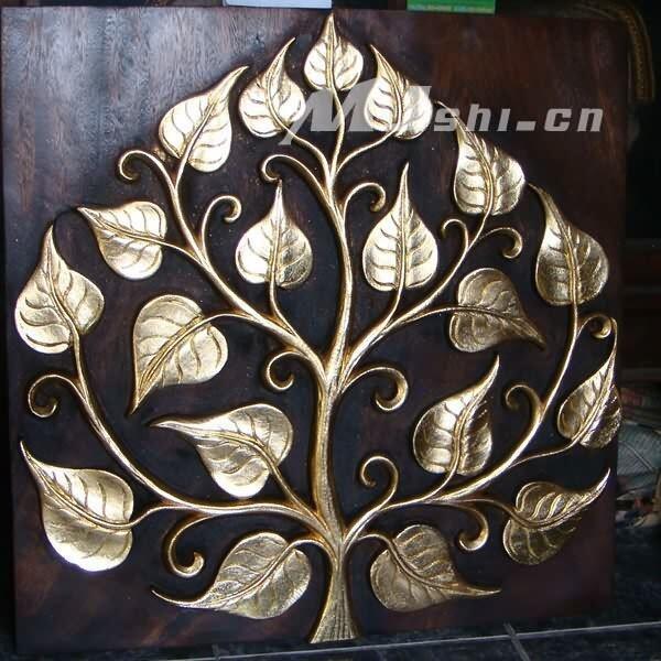 INPHIC-壁飾掛飾裝飾畫 進口柚木傢俱 金箔菩提樹壁掛-中