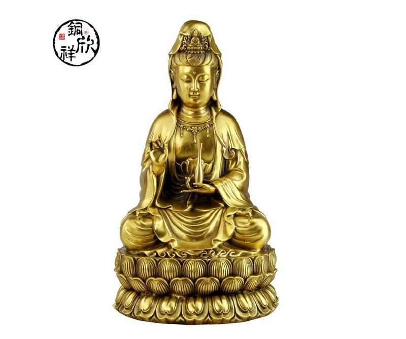 INPHIC-促銷純銅觀音擺件 銅觀音菩薩像擺件 家居裝飾保平安必備擺設 38CM