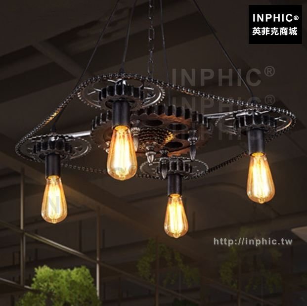 INPHIC-酒吧藝術美式網咖工業風裝飾複古餐廳鏈條吊燈燈具齒輪loft