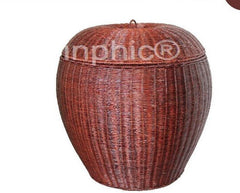 INPHIC-藤編田園洗衣籃洗衣籮衣服收納整理籃日本塑膠有蓋