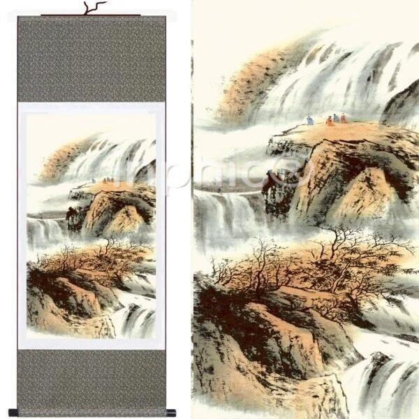 INPHIC-山水國畫054 客廳畫 絲綢禮品 現代畫客廳裝飾畫【140cm45cm】