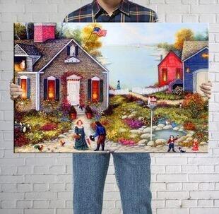 INPHIC-春天 小屋 巴黎-倫敦-紐約客廳現代無框掛裝飾畫風景畫