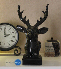 INPHIC-簡約現代純黑色陶瓷半身紳士鹿頭樣板房軟裝新房婚房裝飾品擺飾