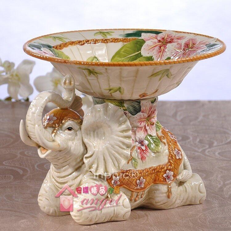 INPHIC-歐式百合富貴竹招財象陶瓷擺水果盤零食盤創意家居禮品擺飾