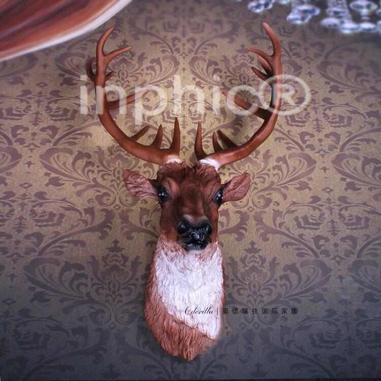INPHIC-歐式鹿頭壁掛軟裝設計家裝家飾玄關酒吧 KTV 別墅會所壁飾裝飾品
