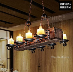 INPHIC-長形北歐木燈網咖餐廳美式客廳複古酒店鄉村實木燈吊燈服裝店