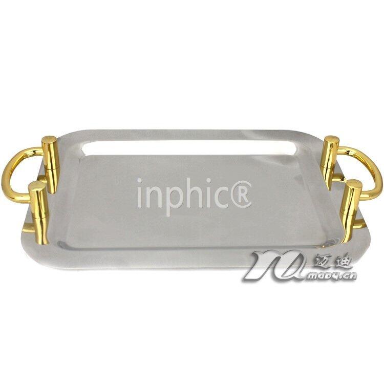 INPHIC-酒店用品水果盤自助點心盤冷餐盤方形鍍金耳鏡盤18吋