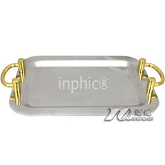 INPHIC-酒店用品水果盤自助點心盤冷餐盤方形鍍金耳鏡盤18吋