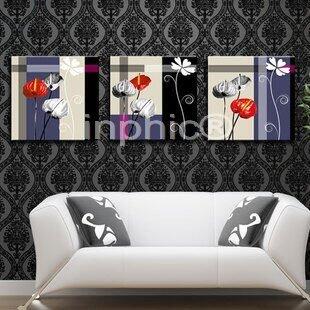 INPHIC-紅白掌黑白抽象花卉客廳無框畫三聯畫臥室裝飾畫壁畫簡約牆畫沙發