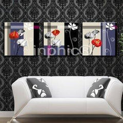 INPHIC-紅白掌黑白抽象花卉客廳無框畫三聯畫臥室裝飾畫壁畫簡約牆畫沙發