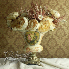 INPHIC-歐式家居擺設裝飾仿真植物花卉絹花幻彩白粉花瓶花藝套裝