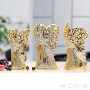 INPHIC-電鍍莫婚紗鏤空雕花陶瓷花瓶插花客餐廳家居裝飾擺飾結婚禮物