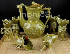 INPHIC-陶瓷復古酒具套裝 古代酒壺酒杯 棕色色爵杯瓷 必備酒器酒壺鳳壺