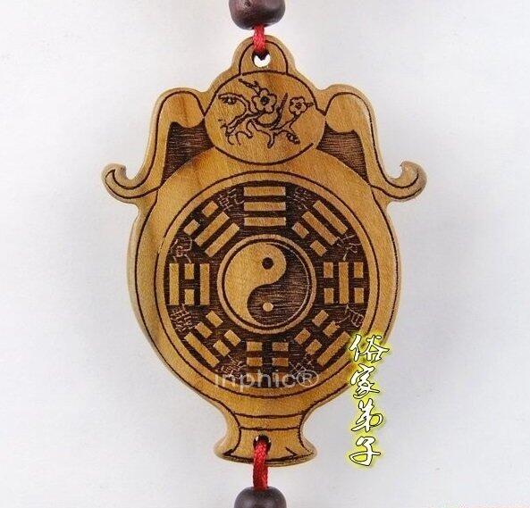 INPHIC-開光正宗桃木平安瓶桃木鏡 太極八卦鏡掛件化解房間門沖煞鎮宅