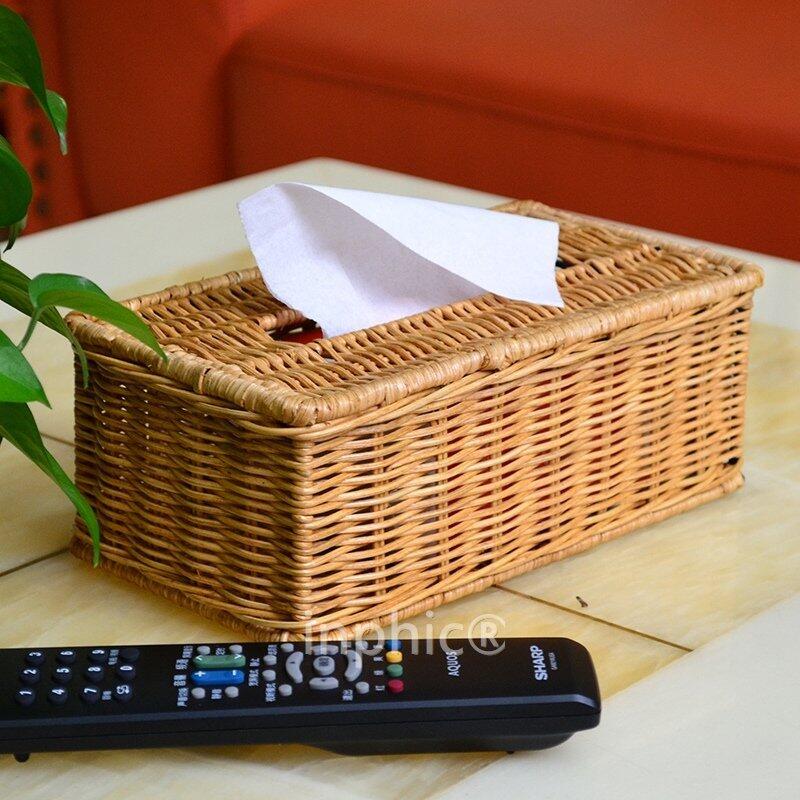 INPHIC-藤編卷紙筒衛生間廁所紙巾筒汽車車用抽紙盒地中海歐式紙巾盒田園