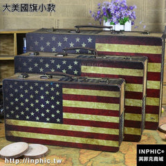 INPHIC-英國旗手提箱復古國旗木箱 婚紗攝影道具櫥窗陳列箱子-大美國旗小款