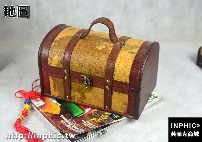 INPHIC-帶鎖歐式仿古復古木箱子中式精美木盒桌面收納攝影道具創意包裝-地圖