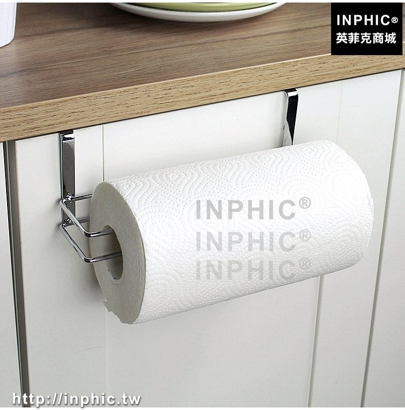 INPHIC-門後掛勾 背掛式不鏽鋼紙巾架 保鮮膜收納架 廚房用紙架子捲紙架置物架