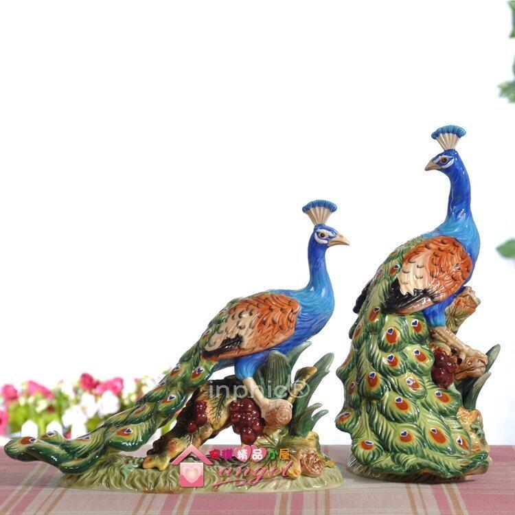 INPHIC-歐式田園孔雀陶瓷家居擺飾裝飾品一對