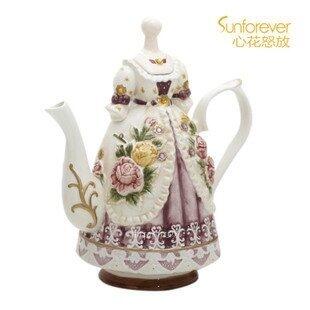 INPHIC-選新婚出口陶瓷田園立體茶壺歐式咖啡壺浮雕玫瑰
