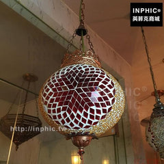 INPHIC-波西米亞玻璃酒吧餐廳吧臺咖啡廳吊燈陽臺土耳其彩色單頭-黃色