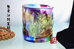 INPHIC-開光擺件琉璃商務書法辦公用品家庭平安吉祥魚來運轉筆筒