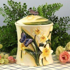 INPHIC-歐式空穀幽蘭 手繪陶瓷 密封罐餅幹罐茶葉罐飾品