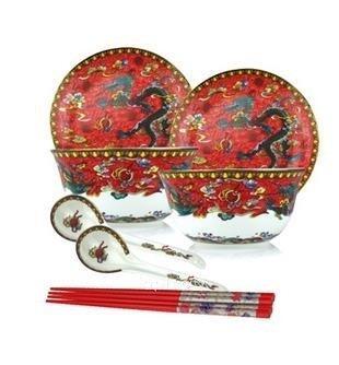 INPHIC-陶瓷餐具套件骨瓷龍鳳對碗碟勺筷8件套裝