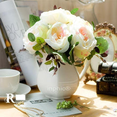 INPHIC-地中海風格 香榭麗舍手捧花歐式奶壺花瓶套裝 仿真花藝