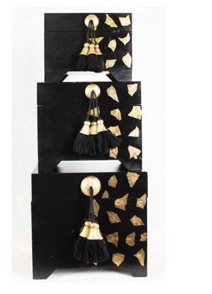 INPHIC-東南亞 家居飾品 泰國風格 擺飾 首飾盒 三件套黑色