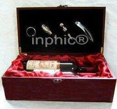 INPHIC-高檔雙支紅木紅附綢布紅酒盒酒類盒八件套開瓶器套裝