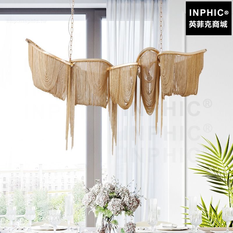 INPHIC-簡約現代流蘇別墅大廳美式燈具金屬餐廳吊燈