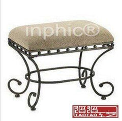 INPHIC-歐式田園鐵藝凳子 換鞋凳 化妝凳 床尾凳 長凳 矮凳 帶坐墊