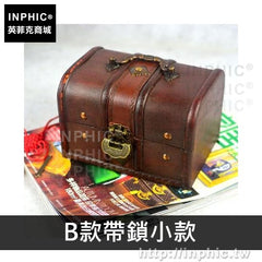 INPHIC-收納家居歐式拍攝道具復古套裝木盒仿古擺設-B款帶鎖小款