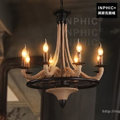 INPHIC-藝術網咖酒吧鄉村北歐燈飾麻繩吊燈複古餐廳咖啡廳lamp