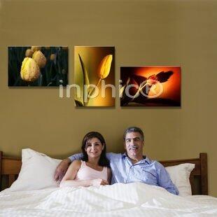 INPHIC-郁金香無框畫斜三聯現代客廳裝飾畫臥室床頭 背景壁畫