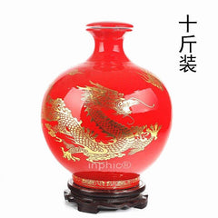 INPHIC-景德鎮10斤裝陶瓷酒瓶 十斤立體龍圓球酒罈子 泡酒罈 密封酒具