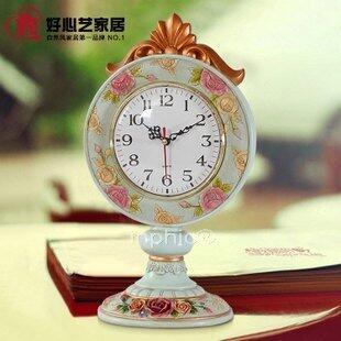 INPHIC-歐式座鐘客廳 復古家居裝飾品 高檔樹脂玫瑰花語座鐘