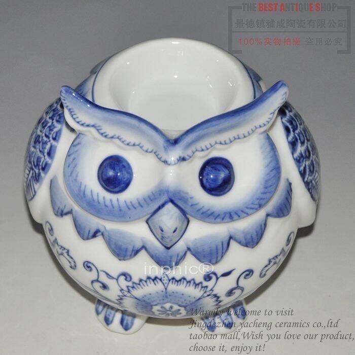 INPHIC-景德鎮歐式新古典蠟燭臺現代陶瓷手繪燭臺家居裝飾飾品貓頭鷹擺飾