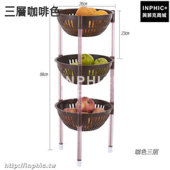 INPHIC-廚房置物架水果蔬菜整理收納架菜架子宿舍寢室式收納筐分層架-三層咖啡色