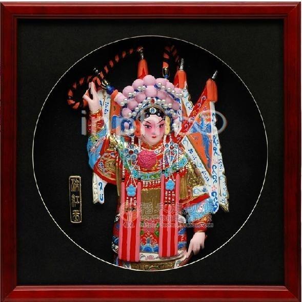 INPHIC-梁紅玉 國粹京劇人物冷瓷浮雕相框式裝飾擺飾 中國風商務出國