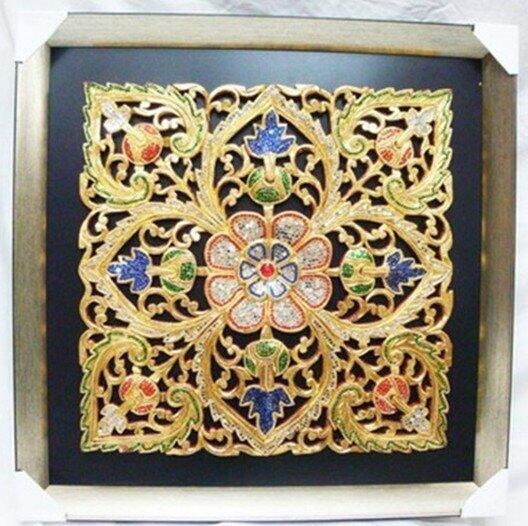 INPHIC-東南亞 家居飾品 泰國風格 木雕 掛飾 金箔 帶框 格子