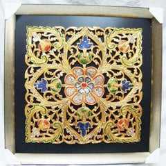 INPHIC-東南亞 家居飾品 泰國風格 木雕 掛飾 金箔 帶框 格子