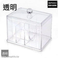 INPHIC-透明梳妝檯桌面收納棉簽盒透明化妝棉盒化妝品收納盒卸妝棉儲物盒-透明