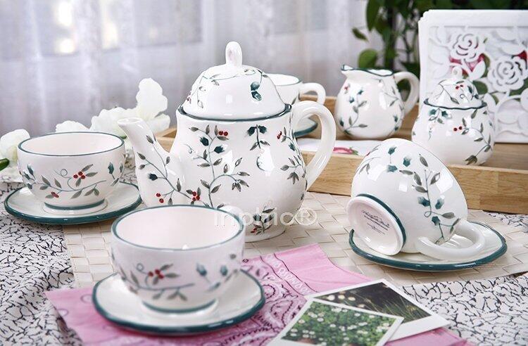 INPHIC-鄉村shangrila porter冬青漿果手繪陶瓷11頭餐具套裝