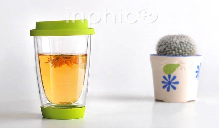 INPHIC-外銷玻璃 矽膠蓋雙層耐熱玻璃杯水杯辦公杯