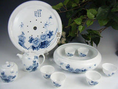 INPHIC-『國色天香』 牡丹青花瓷功夫茶具大套裝（含帶瓷茶海）