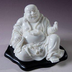 INPHIC-7吋戲珠彌勒佛漢白玉瓷 陶瓷工藝品壽禮收藏