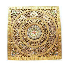 INPHIC-東南亞 家居飾品 泰國風格 木雕 掛飾 金蓮雕花 正方形